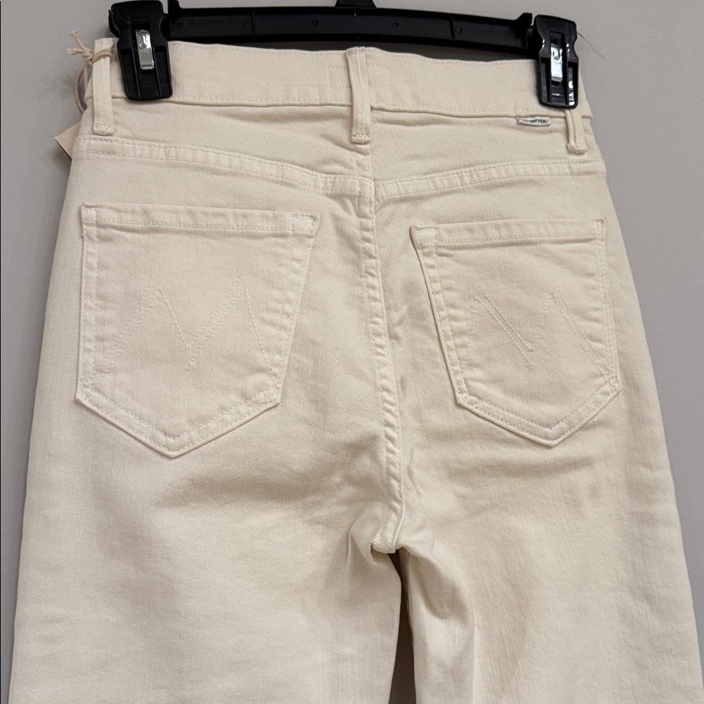 NWT MOTHER The Rascal Sliced Up Heel Play Date Aqwantique White 25 Jeans - Picture 9 of 16